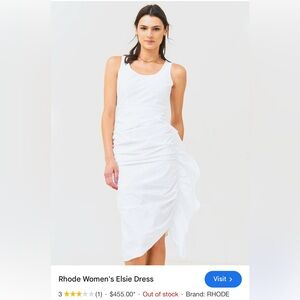 RHODE Size 2 Elsie White 100% Cotton Rushed Ruffle Midi Dress